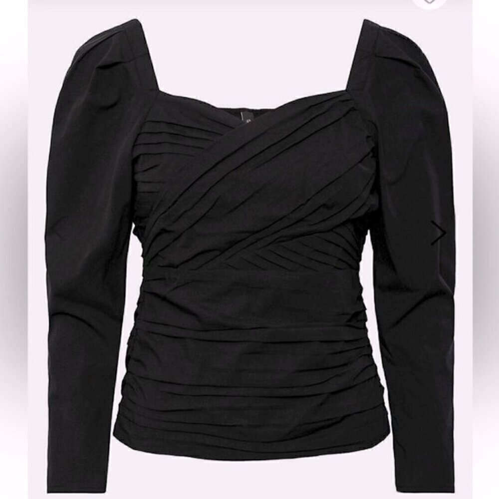 Yasdanube Smocked Wrap Crop Top Black Medium NWT